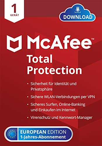 McAfee Total Protection 2022 | 1 Gerät | 1 Jahr | Virenschutz, Web-Schutz,...