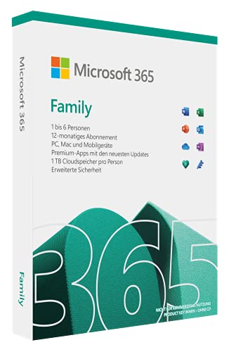 Microsoft 365 Family | 6 Nutzer | Mehrere PCs/Macs, Tablets und mobile Geräte |...
