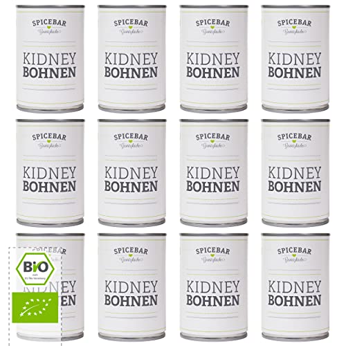 Spicebar rote Kidneybohnen - 12 x 400g Dose - Premium Bio Qualität - Kidney...